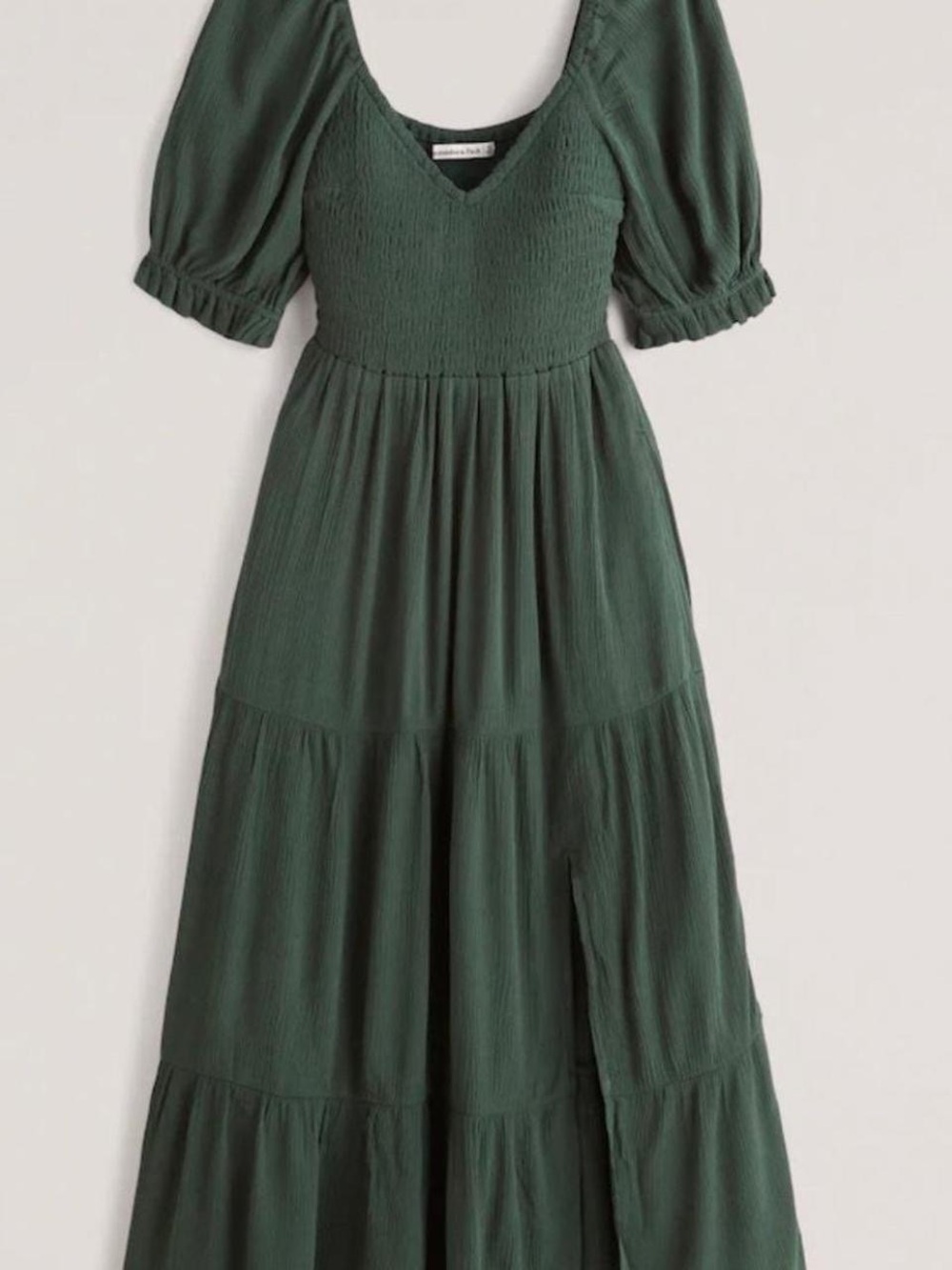 Abercrombie & Fitch Forest Green Tiered Midi Dress